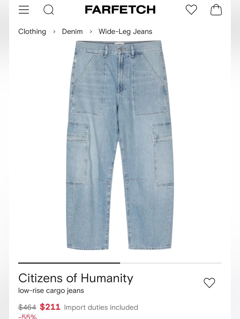 Citizens of Humanity Marcelle Low Slung Barrel Cargo Jeans